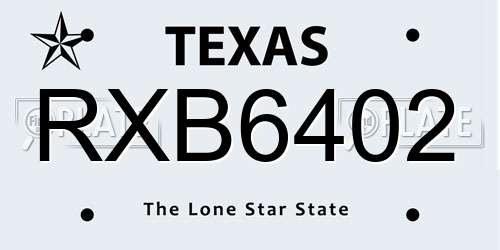 RXB6402 Texas License Plate