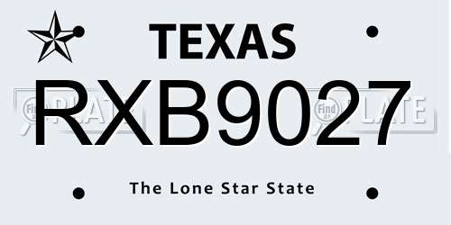 RXB9027 Texas License Plate