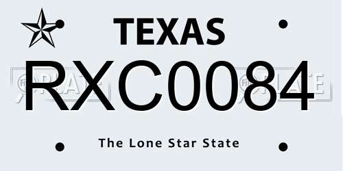 RXC0084 Texas License Plate