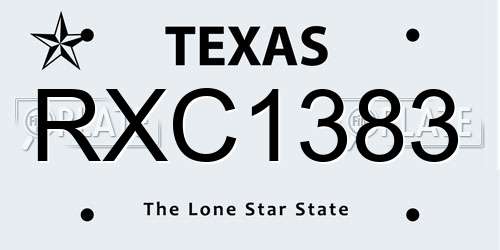 RXC1383 Texas License Plate
