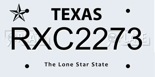 RXC2273 Texas License Plate