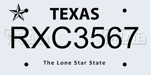 RXC3567 Texas License Plate