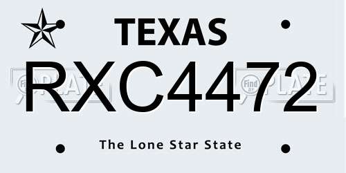 RXC4472 Texas License Plate