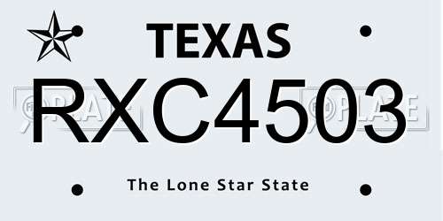 RXC4503 Texas License Plate