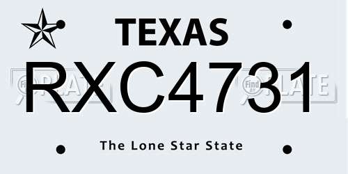 RXC4731 Texas License Plate