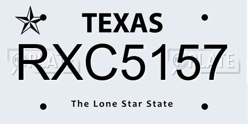 RXC5157 Texas License Plate