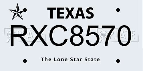 RXC8570 Texas License Plate