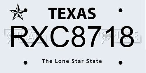 RXC8718 Texas License Plate