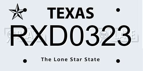 RXD0323 Texas License Plate