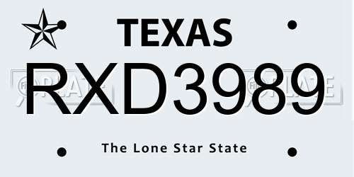 RXD3989 Texas License Plate