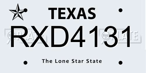 RXD4131 Texas License Plate