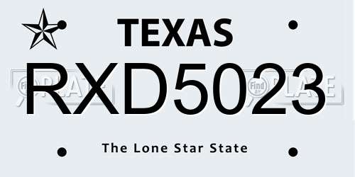 RXD5023 Texas License Plate