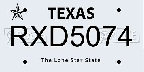 RXD5074 Texas License Plate