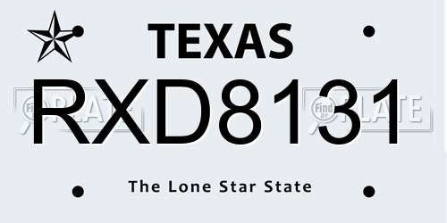 RXD8131 Texas License Plate