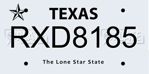 RXD8185 Texas License Plate