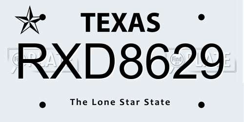 RXD8629 Texas License Plate