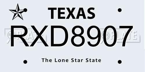 RXD8907 Texas License Plate