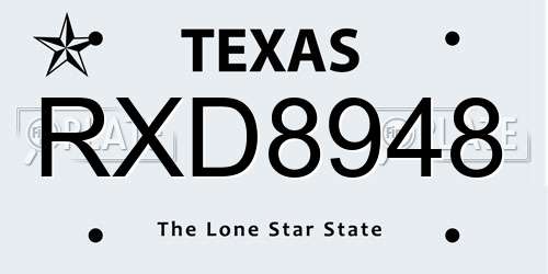 RXD8948 Texas License Plate