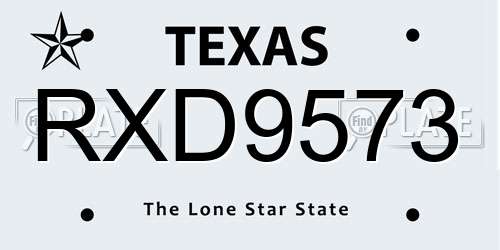 RXD9573 Texas License Plate