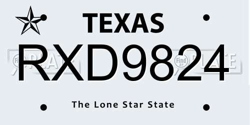 RXD9824 Texas License Plate