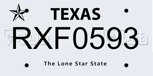 RXF0593 Texas License Plate