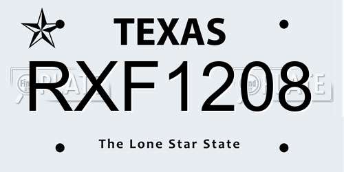 RXF1208 Texas License Plate