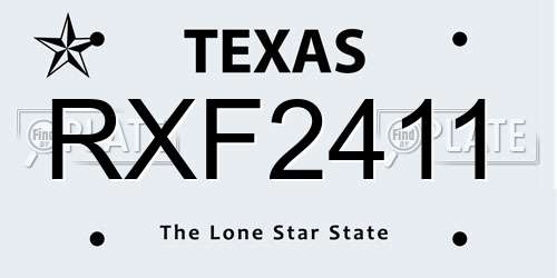 RXF2411 Texas License Plate