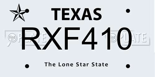 RXF410 Texas License Plate
