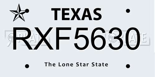 RXF5630 Texas License Plate