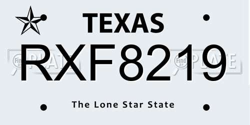 RXF8219 Texas License Plate