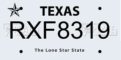 RXF8319 Texas License Plate