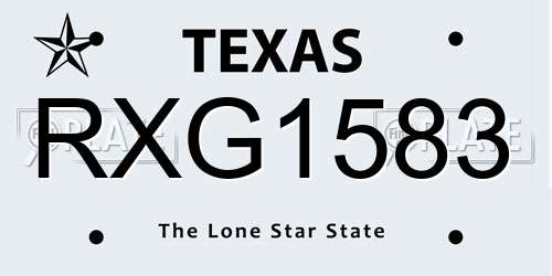 RXG1583 Texas License Plate