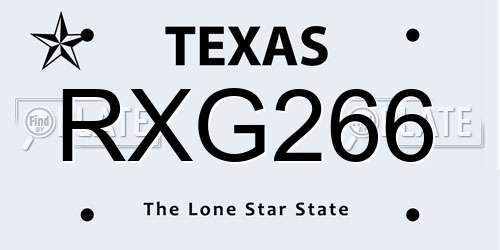 RXG266 Texas License Plate
