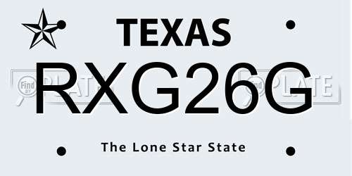 RXG26G Texas License Plate