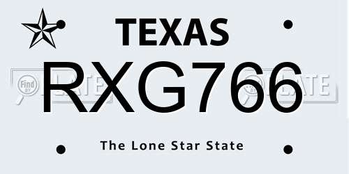 RXG766 Texas License Plate