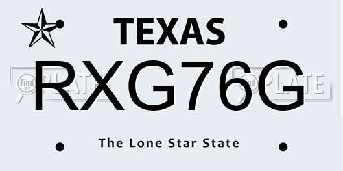 RXG76G Texas License Plate