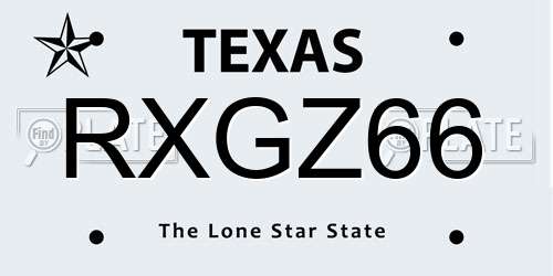 RXGZ66 Texas License Plate