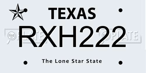 RXH222 Texas License Plate
