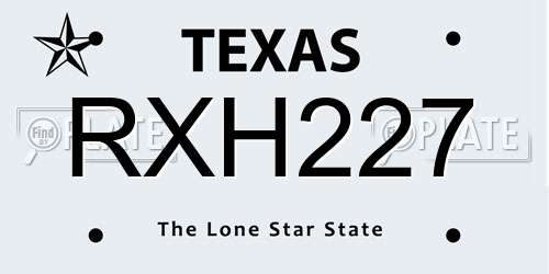 RXH227 Texas License Plate