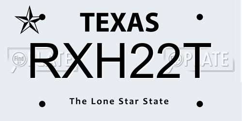 RXH22T Texas License Plate