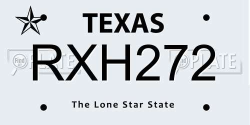 RXH272 Texas License Plate