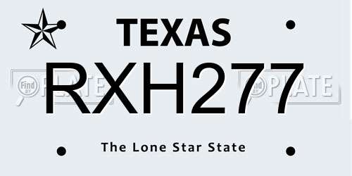 RXH277 Texas License Plate