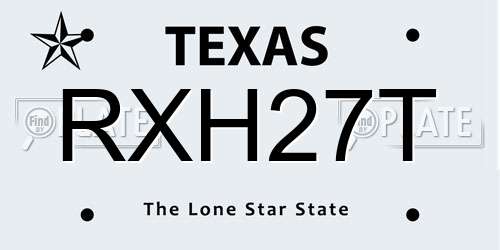 RXH27T Texas License Plate
