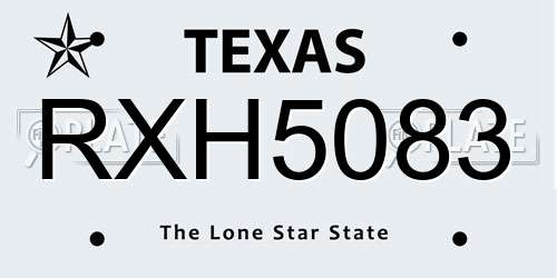 RXH5083 Texas License Plate