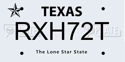 RXH72T Texas License Plate