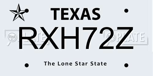 RXH72Z Texas License Plate