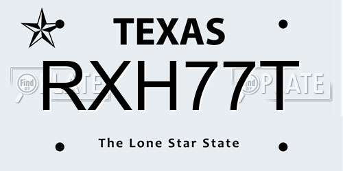 RXH77T Texas License Plate