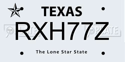 RXH77Z Texas License Plate
