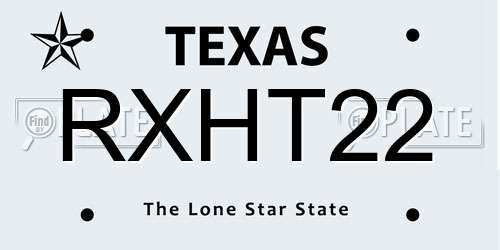 RXHT22 Texas License Plate