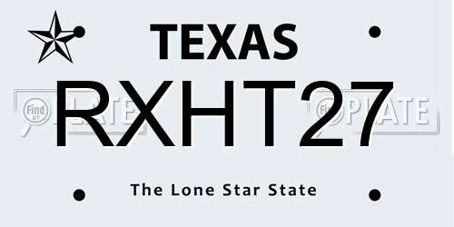 RXHT27 Texas License Plate